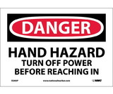 NMC D283 Danger Hand Hazard Turn Off Power Sign