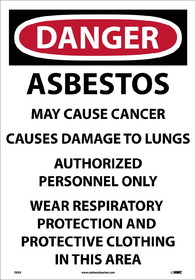 NMC D295 Asbestos Dust Hazard  Paper Sign, PAPER, 19" x 13"