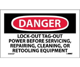 NMC D303LBL Danger Lock-Out Tag-Out Power Before Use Label, Adhesive Backed Vinyl, 3