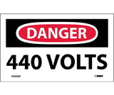 NMC D325LBL Danger 440 Volts Label, Adhesive Backed Vinyl, 3