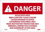 NMC D327 Beryllium Danger Regulated Area Sign, Standard Aluminum, 7