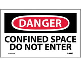 NMC D383LBL Danger Confined Space Do Not Enter Label, Adhesive Backed Vinyl, 3