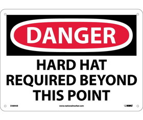 NMC D389 Danger Hard Hat Required Beyond This Point Sign, Standard Aluminum, 10" x 14"