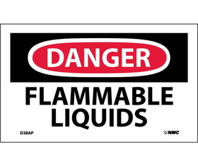 NMC D38LBL Flammable Liquids Label, Adhesive Backed Vinyl, 3" x 5"