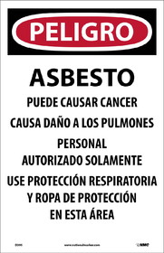 NMC D395 Danger Asbestos Dust Hazard Paper Hazard Sign, PAPER, 17" x 11"