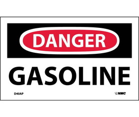 NMC D40LBL Danger Gasoline Label, Adhesive Backed Vinyl, 3" x 5"