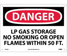 NMC D452 Danger Lp Gas Storage No Smoking Sign
