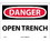 NMC 10" X 14" Vinyl Safety Identification Sign, Open Trench, Price/each