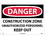 NMC 14" X 20" Plastic Safety Identification Sign, Construction Zone Unauthoriz.., Price/each