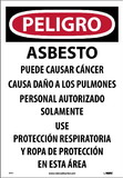 NMC D495 Asbestos Dust Hazard Spanish Paper Hazard Sign, PAPER, 19