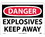 NMC 10" X 14" Vinyl Safety Identification Sign, Explosives Keep Away, Price/each
