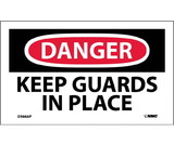 NMC D566LBL Danger Keep Guards In Place Label, Adhesive Backed Vinyl, 3