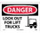 NMC 10" X 14" Vinyl Safety Identification Sign, Look Out For Lift Trucks, Price/each