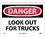 NMC 10" X 14" Vinyl Safety Identification Sign, Look Out For Trucks, Price/each