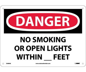 NMC D589 Danger No Smoking Or Open Lights Within __Feet Sign