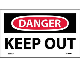NMC D59LBL Danger Keep Out Label, Adhesive Backed Vinyl, 3" x 5"