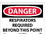 NMC 10" X 14" Vinyl Safety Identification Sign, Respirators Required Beyond .., Price/each