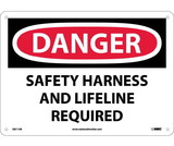 NMC D611 Danger Safety Harness And Lifeline Required Sign