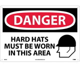 NMC D633LF Large Format Danger Hard Hats Must Be Worn Sign