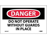NMC D637LBL Danger Do Not Operate Without Guards In Place Label, Adhesive Backed Vinyl, 3