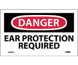 NMC D638LBL Danger Ear Protection Required Label, Adhesive Backed Vinyl, 3
