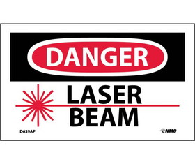 NMC D639LBL Danger Laser Beam Label, Adhesive Backed Vinyl, 3" x 5"