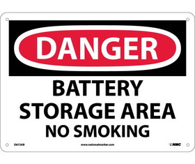 NMC D672 Danger Battery Storage Area No Smoking Sign