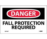 NMC D674LBL Danger Fall Protection Required Label, Adhesive Backed Vinyl, 3