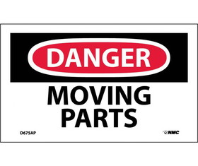 NMC D675LBL Danger Moving Parts Label, Adhesive Backed Vinyl, 3" x 5"
