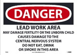 NMC D682 Danger Lead Work Area Sign, Osha, PAPER, 10