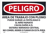 NMC D683 Danger Lead Work Area Sign, Spanish Osha, PAPER, 10