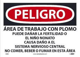 NMC D683 Danger Lead Work Area Sign, Spanish Osha, PAPER, 10" x 14"