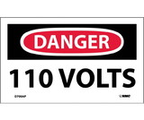 NMC D700LBL Danger 110 Volts Label, Adhesive Backed Vinyl, 3
