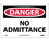 NMC 7" X 10" Plastic Safety Identification Sign, No Admittance, Price/each