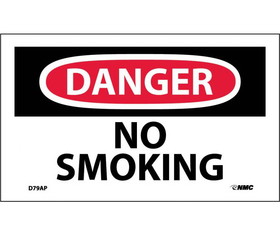 NMC D79LBL Danger No Smoking Label, Adhesive Backed Vinyl, 3" x 5"