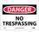 NMC 7" X 10" Vinyl Safety Identification Sign, No Trespassing, Price/each