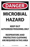 NMC D895 Danger Microbial Hazard Paper Sign, PAPER, 17