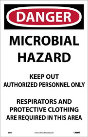 NMC D895 Danger Microbial Hazard Paper Sign, PAPER, 17" x 11"