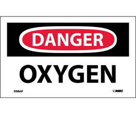 NMC D98LBL Danger Oxygen Label, Adhesive Backed Vinyl, 3" x 5"