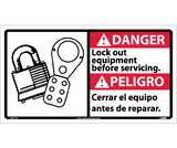 NMC DBA11 Danger Lock Out Equipment Sign - Bilingual