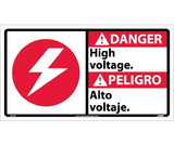 NMC DBA3 Danger High Voltage Sign - Bilingual