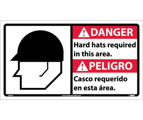 NMC DBA4 Danger Hard Hats Required In This Area Sig - Bilingual