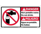 NMC DBA5 Danger Non-Potable Water Sign - Bilingual