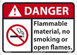 NMC DGA102 Danger Flammable Material No Smoking Or Open Flames Sign, 10X14, Standard Aluminum, 10