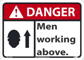 NMC DGA103 Danger Men Working Above Sign, 10X14, Standard Aluminum, 10" x 14"