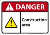 NMC DGA104 Danger Construction Area Sign, 10X14, Standard Aluminum, 10