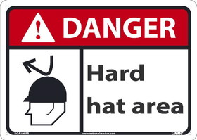 NMC DGA109 Danger Hard Hat Area Sign, 10X14, Standard Aluminum, 10" x 14"