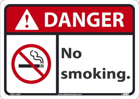 NMC DGA110 Danger No Smoking Sign, 10X14, Standard Aluminum, 10" x 14"