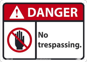 NMC DGA111 Danger No Trespassing Sign, 10X14, Standard Aluminum, 10" x 14"