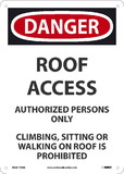 NMC DGA113 Danger Roof Access Authorized Only Sign, Standard Aluminum, 14